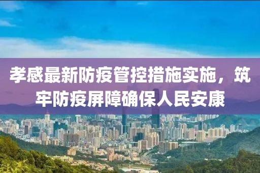 孝感最新防疫管控措施實施，筑牢防疫屏障確保人民安康