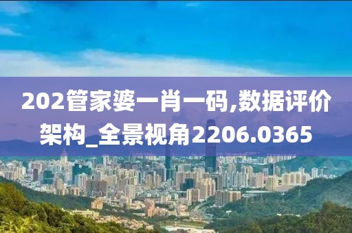 202管家婆一肖一碼,數(shù)據(jù)評價架構(gòu)_全景視角2206.0365