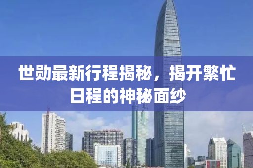 世勛最新行程揭秘，揭開繁忙日程的神秘面紗