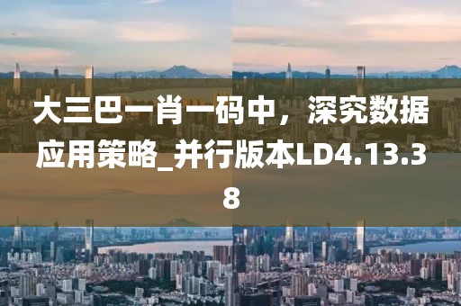 大三巴一肖一碼中，深究數(shù)據(jù)應用策略_并行版本LD4.13.38