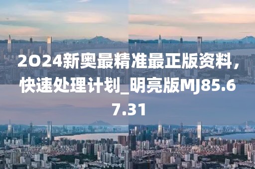 2O24新奧最精準最正版資料，快速處理計劃_明亮版MJ85.67.31