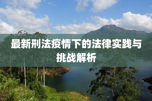 最新刑法疫情下的法律實踐與挑戰(zhàn)解析